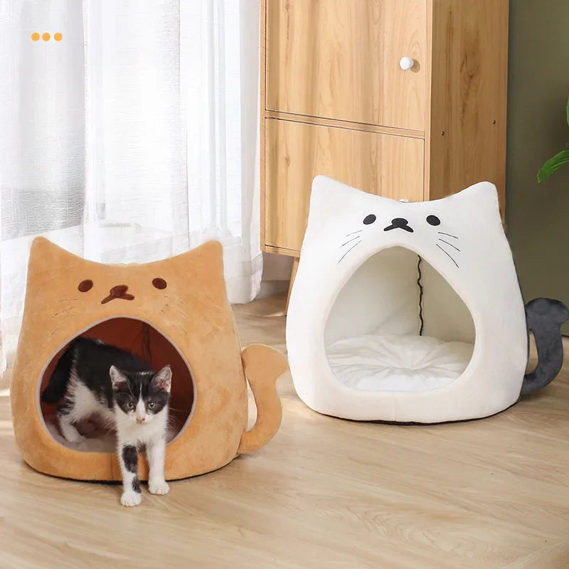Foldable Pet Tent Cabin | Plush Cat House | Detachable & Washable | 3 Colours
