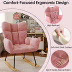 High Back Nursery Rocking Chair | Metal Frame | Sherpa Cover | Anti-Tip | 10-Min Assembly | 4 Colours
