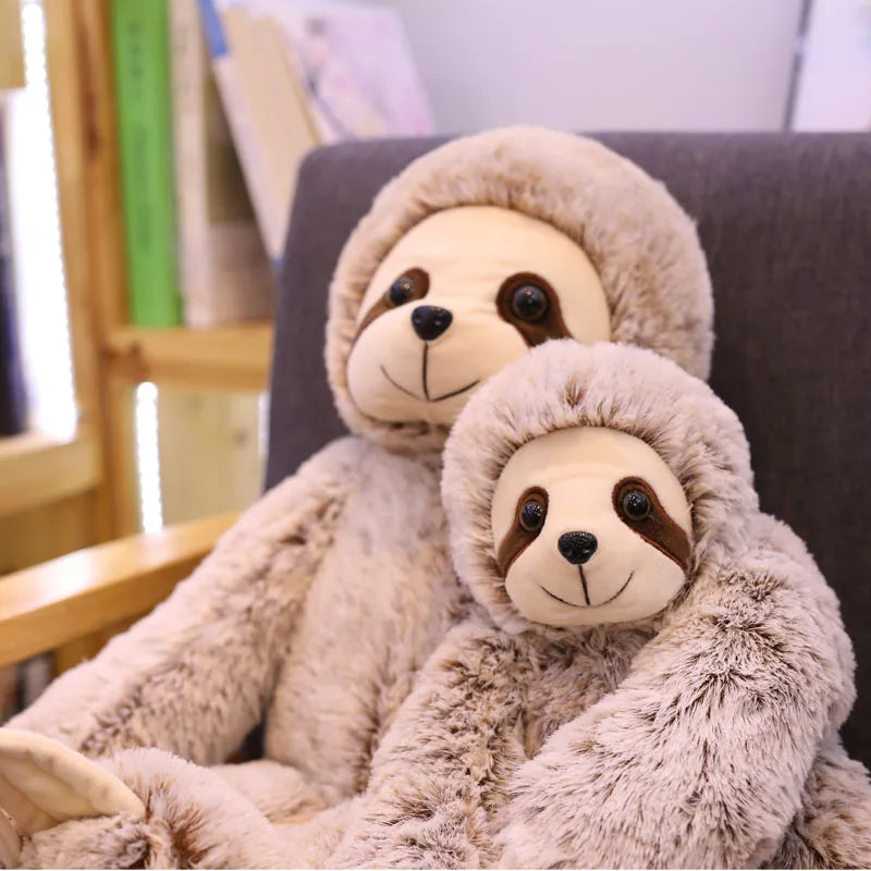 Gray Sloth Plush Toy – Fluffy Long-Armed Stuffed Animal