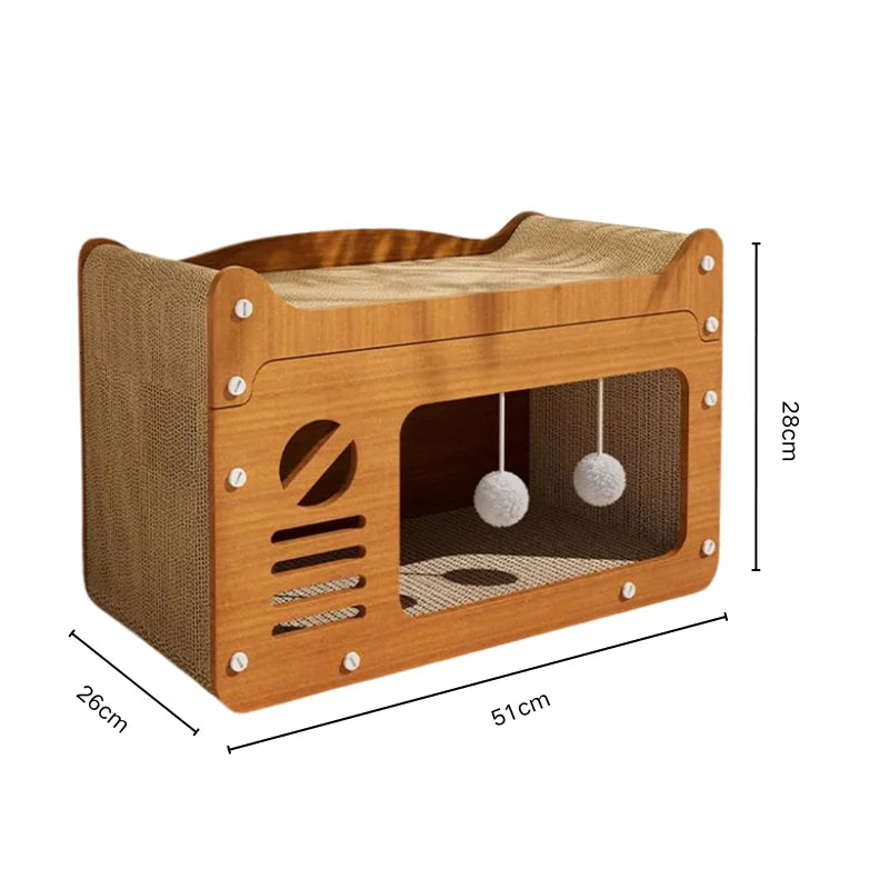 2-in-1 Cat Scratching Board & Post with Lounge Bed | 4 Styles
