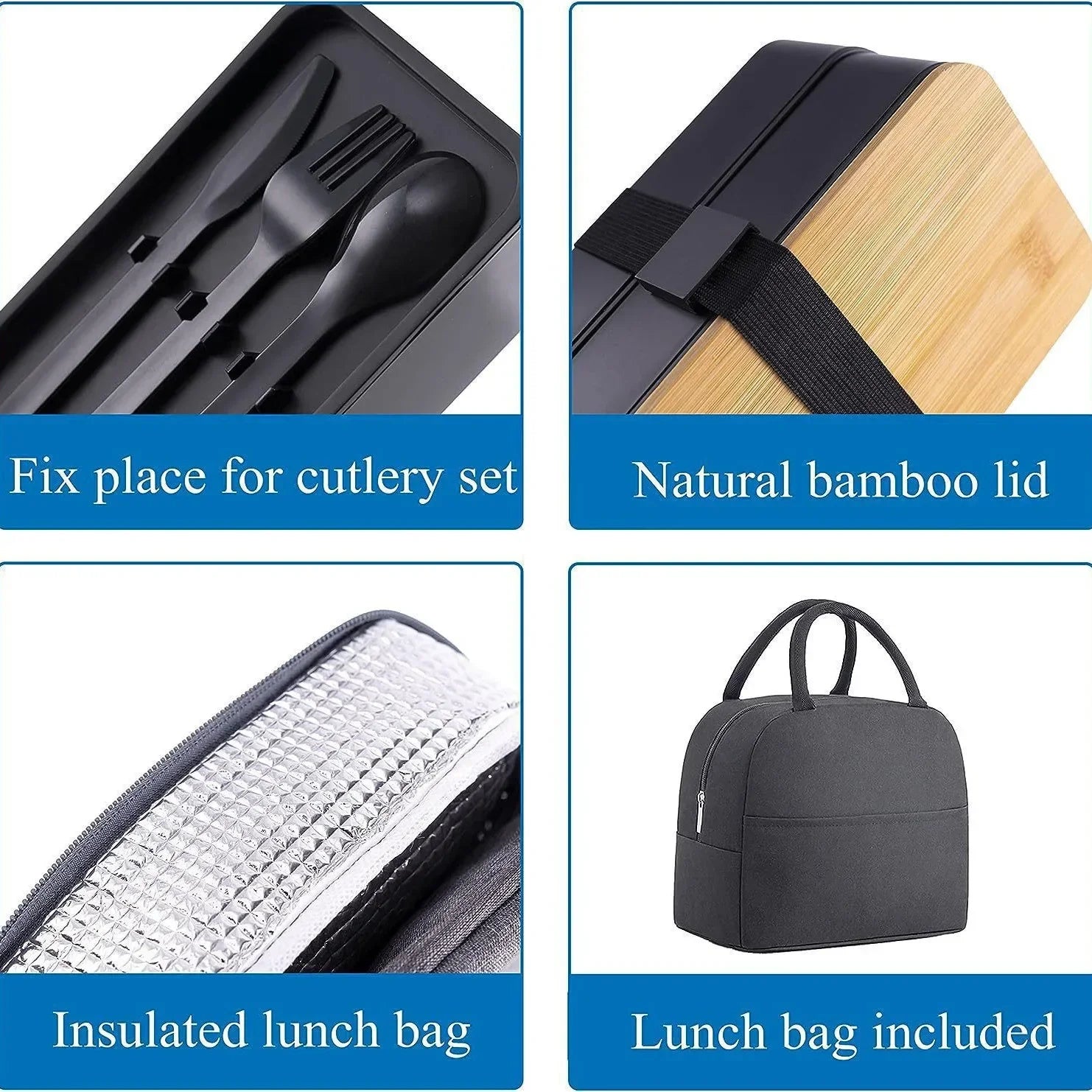 2-Tier Bento Lunch Box Set with Cutlery – Leakproof, Microwave & Dishwasher Safe, BPA-Free