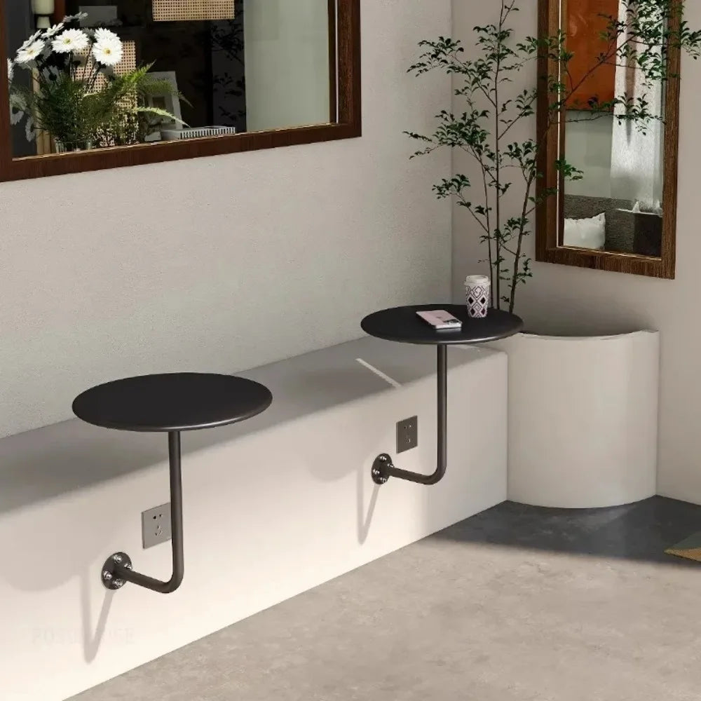 Wall-Mounted Round Floating Side Table | Iron | 6 Colours | Space-Saving