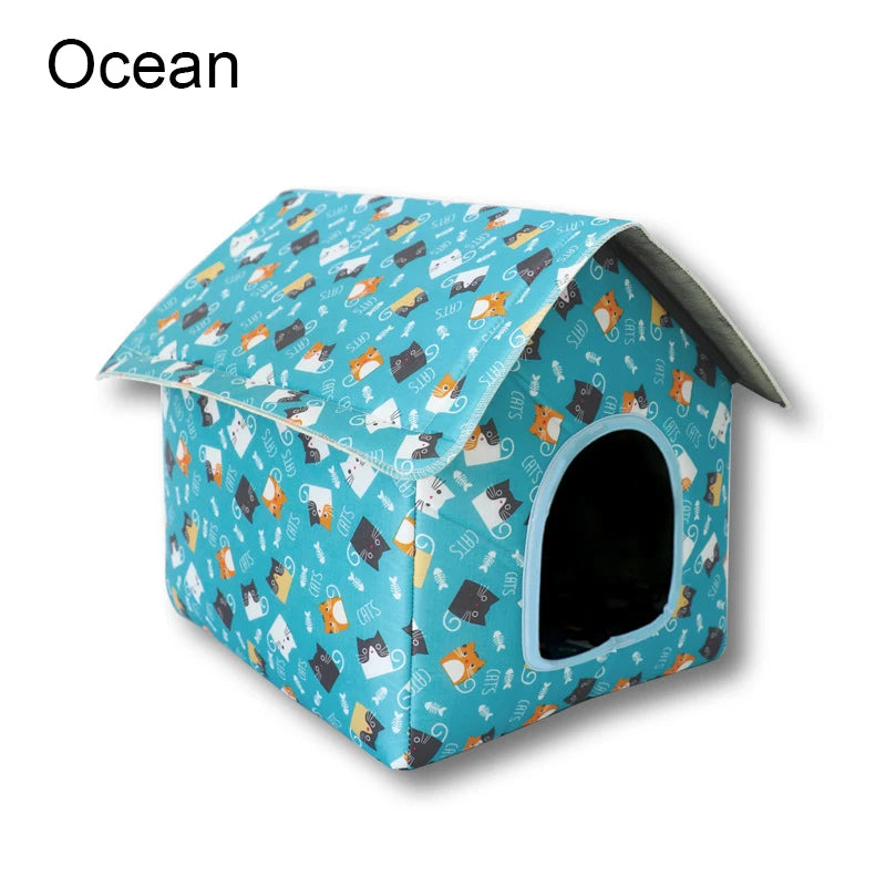 Waterproof Foldable Pet House for Cats & Small Dogs – 5 Patterns, S, M or L