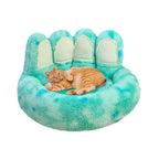 Round Faux Rabbit Fur Pet Bed | Bear Paw Design | Machine Washable | Winter Warm | 4 Sizes | 7 Colours