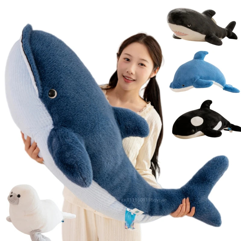 Sea Animal Plush Pillow – Whale, Dolphin, Shark & Sea Lion