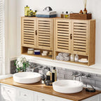 Wall-Mounted Bamboo Bathroom Cabinet – Storage Shelf & Medicine Cupboard, White or Wood