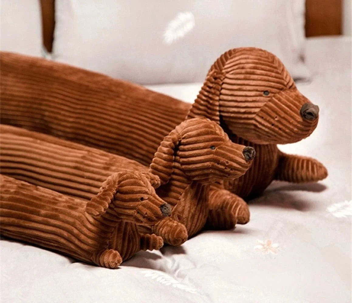 Dachshund Long Body Pillow Plush | Corduroy Coat | Lying Pose | 3 Sizes: 50, 70 & 110cm