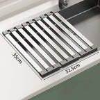304 Stainless Steel Foldable Dish Drainer Rack – 3 Sizes for Kitchen Sink