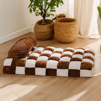 Orthopedic Dog Bed | Corduroy Plaid | High-Density Foam | Pillow Included | 2 Sizes