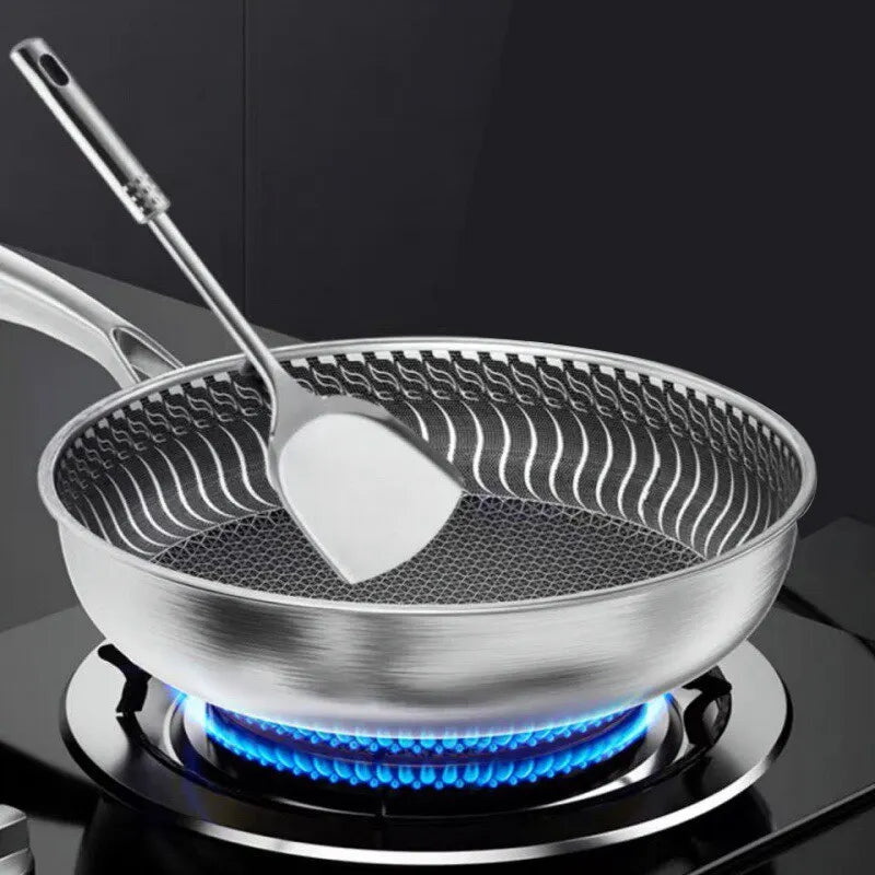 Tri-Ply 316 Stainless Steel Frying Pan – Double-Sided Honeycomb, All Cooktop Compatible