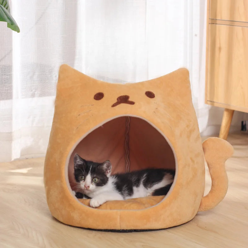 Foldable Pet Tent Cabin | Plush Cat House | Detachable & Washable | 3 Colours