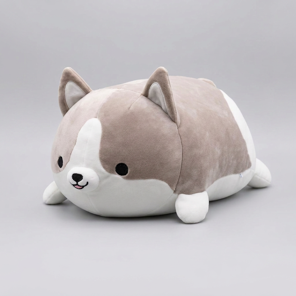 Kawaii Corgi Plush Pillow | Chubby Lying Pose | PP Cotton | 30cm | 3 Colours