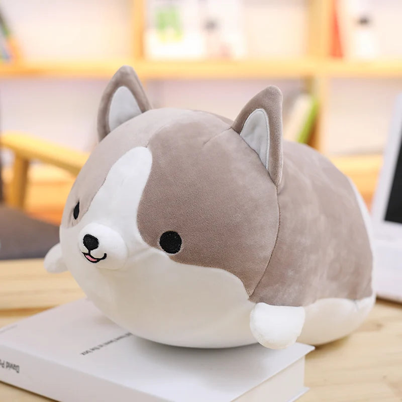 Kawaii Corgi Plush Pillow | Chubby Lying Pose | PP Cotton | 30cm | 3 Colours