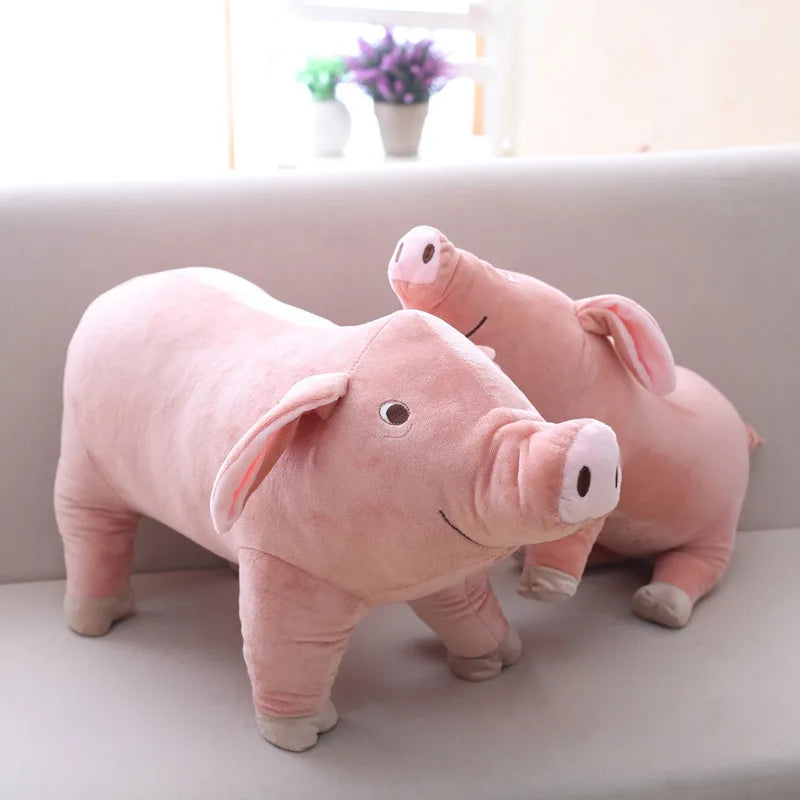 Lifelike Standing Pig Plush | Simulation Smooth-Coat | Upturned Snout, Realistic Eye & Curly Tail | 25cm Chubby Body | Pink