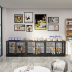 Furniture-Style Dog Crate End Table – 3 Doors, Removable Tray, M, L or XL