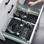 Telescopic Dish and Plate Drying Rack with Drawer – Adjustable ABS Kitchen Organiser