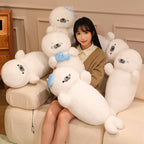 White Seal Plush Pillow – Long, Fluffy Animal Cushion
