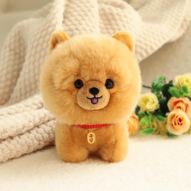Lifelike Japanese Puppy Plush Stuffed Toy | 8 Breed-Inspired Styles | Lucky Charm Collar