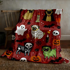 Halloween Character Flannel Throw Blanket for Sofa & Bed Decor