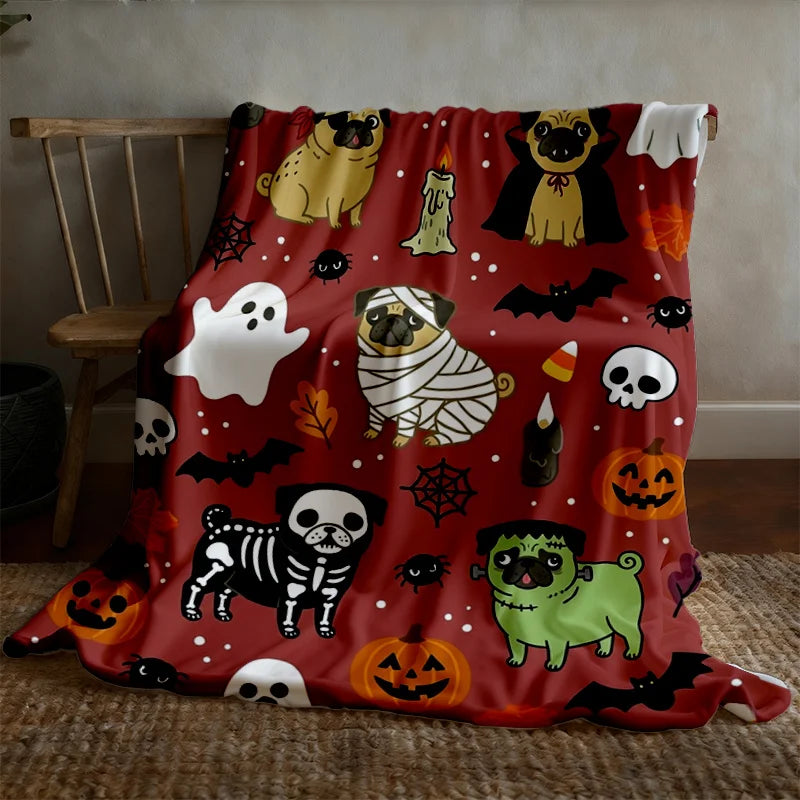 Halloween Character Flannel Throw Blanket for Sofa & Bed Decor
