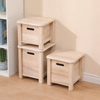 Solid Wood Storage Stool with Drawer – Hallway Bench & Ottoman, S, M or L