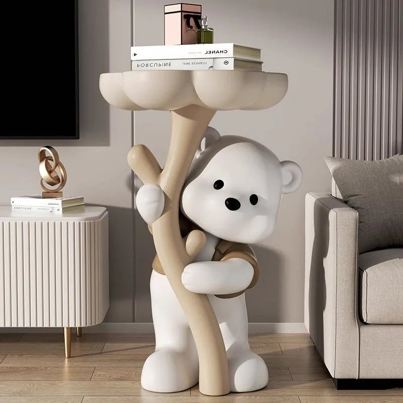 Bear Sculpture Coffee Table | Resin | Decorative Side Table | 3 Colours