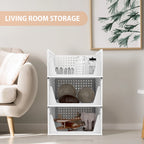 4-Pack Stackable Wardrobe Storage Organisers with Slide Pull – PP Plastic Closet Drawers