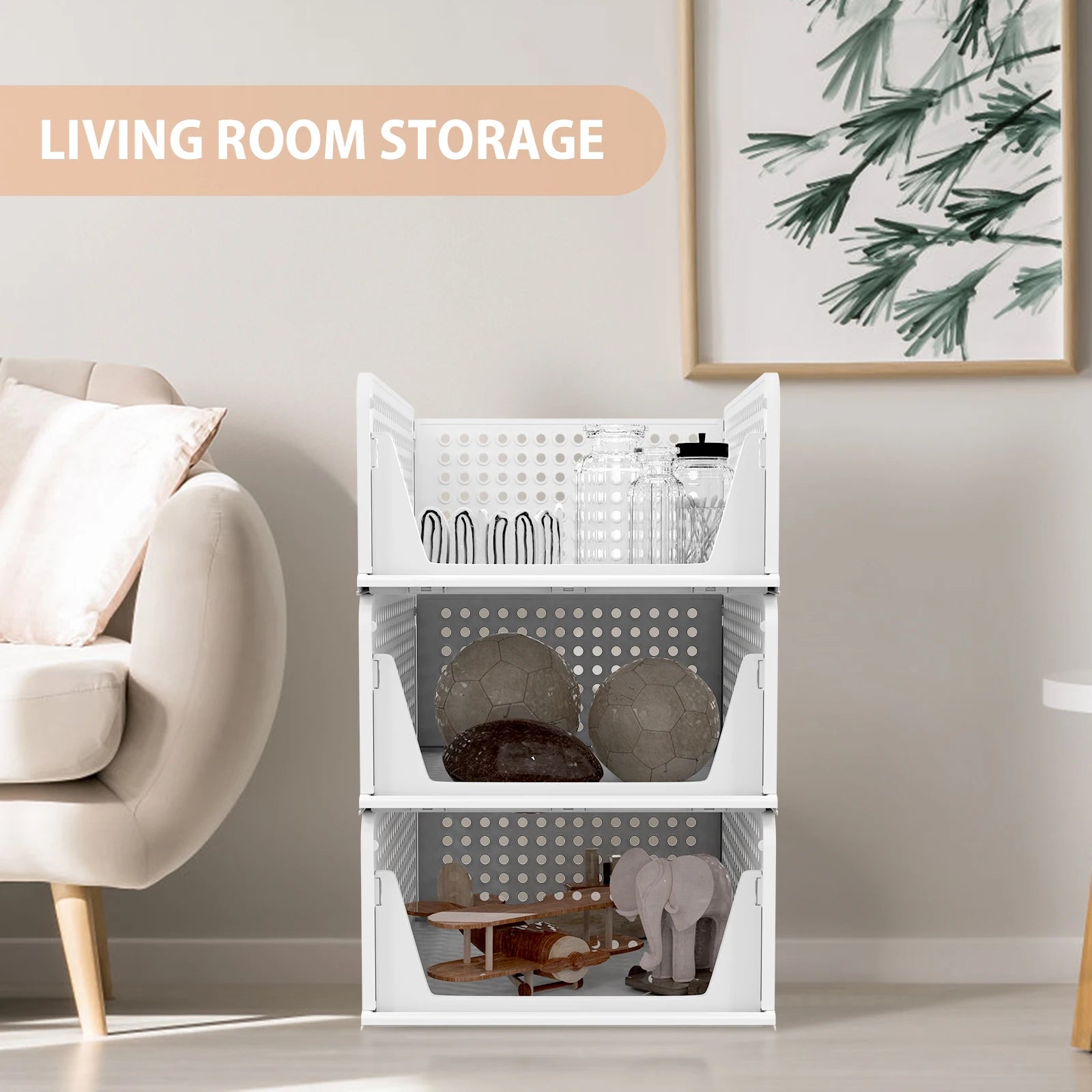 4-Pack Stackable Wardrobe Storage Organisers with Slide Pull – PP Plastic Closet Drawers