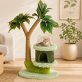 Mango Tree Cat Tree | Double-Tier | Natural Sisal Scratching Post | Jump Platform & Top Perch | Green