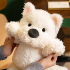 Kawaii All-White Dog Plush Stuffed Toy | Fluffy Sitting Companion | Pink Paw Accents | 2 Sizes: 33 & 45cm