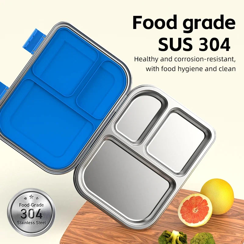 Stainless Steel Bento Lunch Box – 3-Compartment, 1000ml