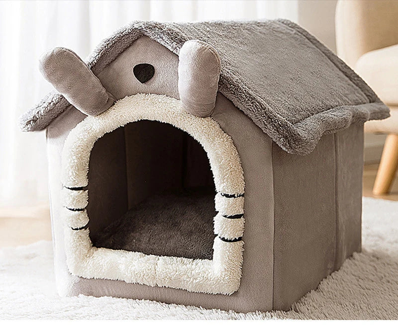 Soft Removable Pet Cave House Bed – Warm Kennel for Dogs & Cats, S–L
