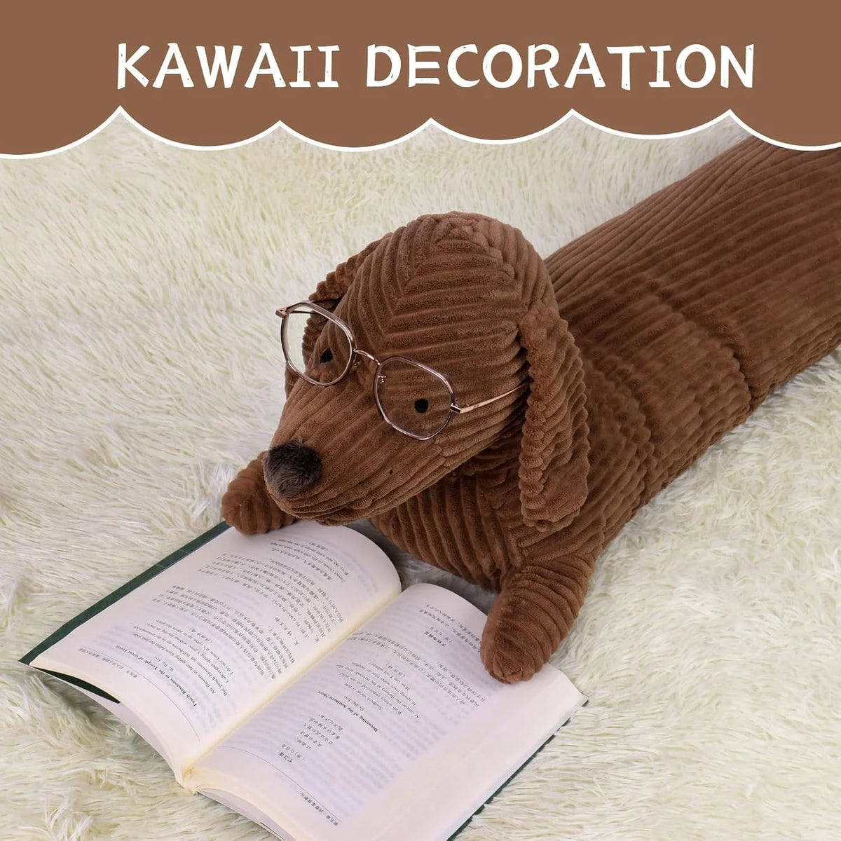 Dachshund Long Body Pillow Plush | Corduroy Coat | Lying Pose | 3 Sizes: 50, 70 & 110cm