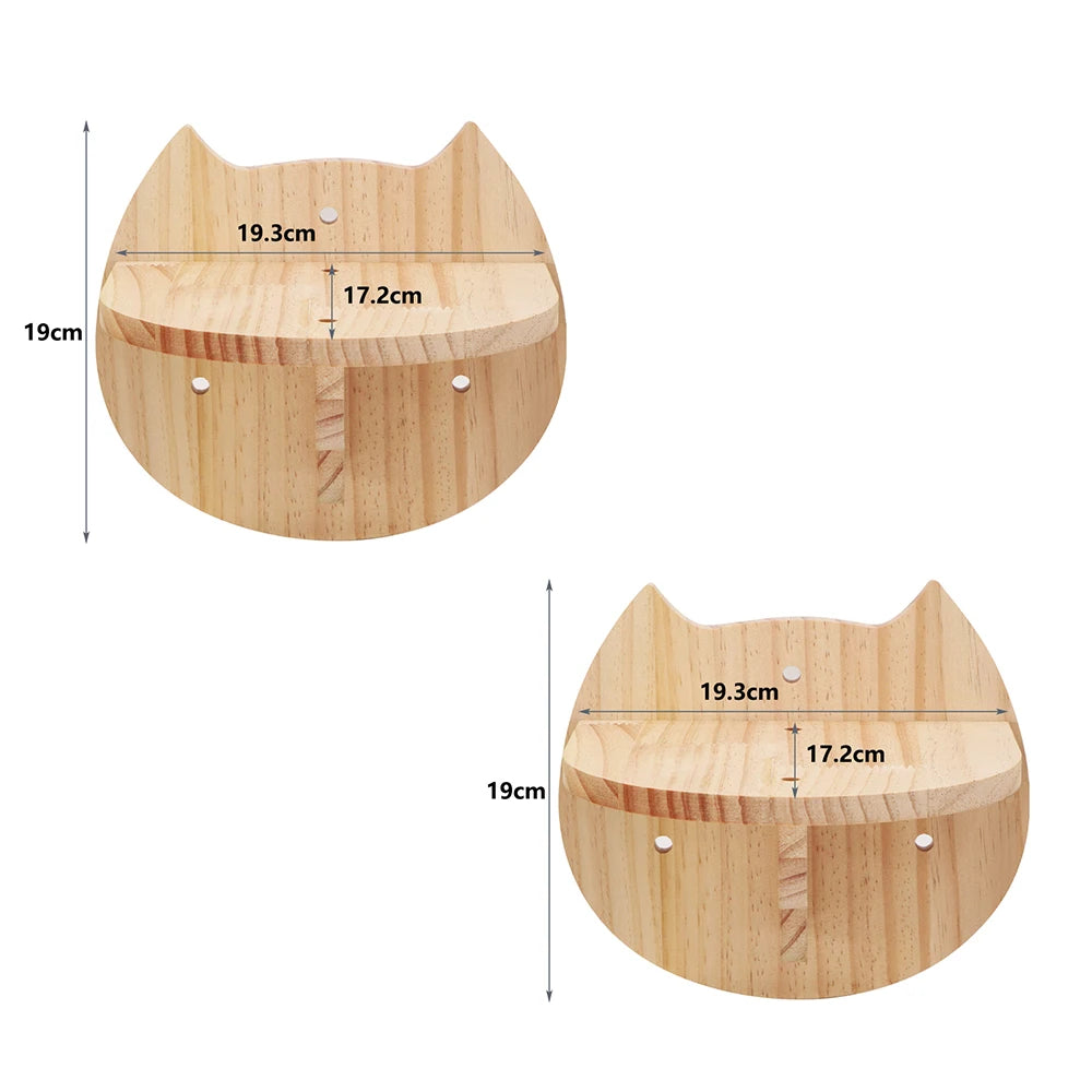 Wall-Mounted Wooden Cat Climbing Shelves – Modular Platforms, Scratching Posts & Hammock