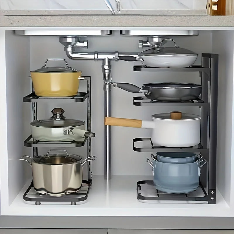 Multi-Tier Pot and Pan Organiser Rack – Carbon Steel, 2 to 5-Tier