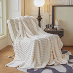 Soft Coral Fleece Throw Blanket | Anti-Pilling | Beige | 5 Sizes