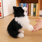Lifelike Border Collie Plush Stuffed Toy | Black & White | 3 Poses: Sit, Stand, Lying | Simulation Coat