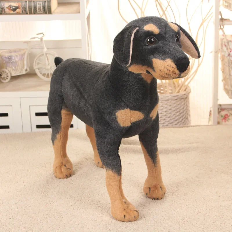 Standing Black Dog Plush Toy, 35–60cm, Three Size Options