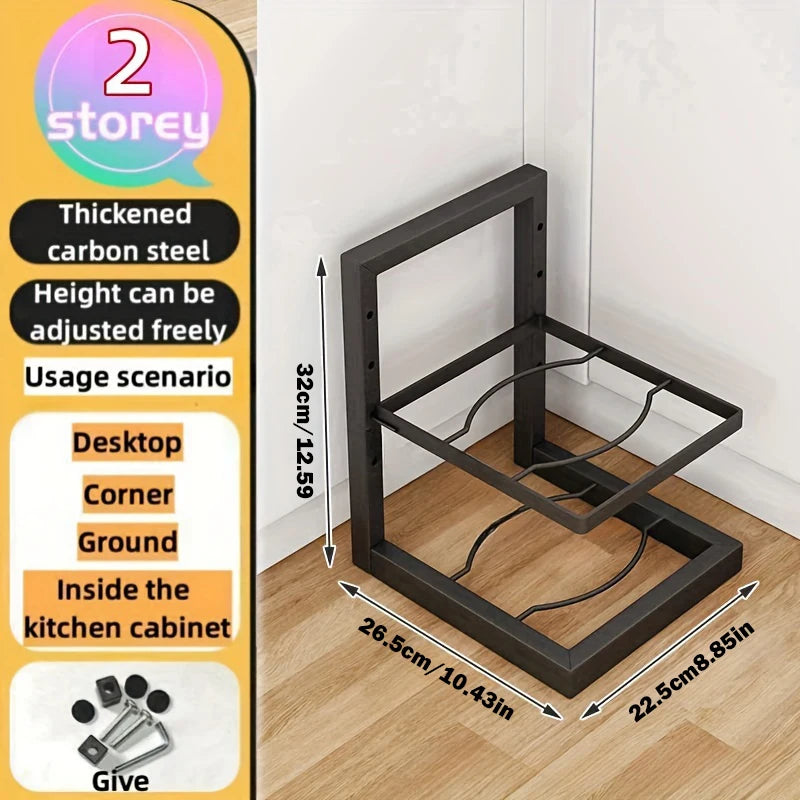 Multi-Tier Pot and Pan Organiser Rack – Carbon Steel, 2 to 5-Tier