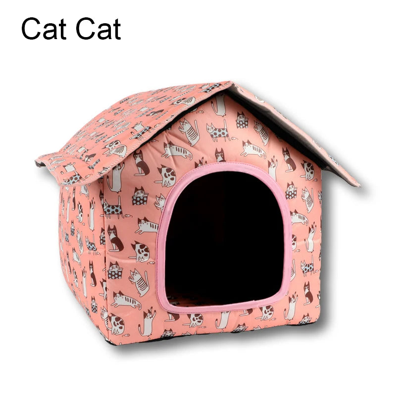 Waterproof Foldable Pet House for Cats & Small Dogs – 5 Patterns, S, M or L