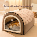 Warm Removable Washable Pet House Bed – Windproof Cave for Dogs & Cats, 5 Sizes