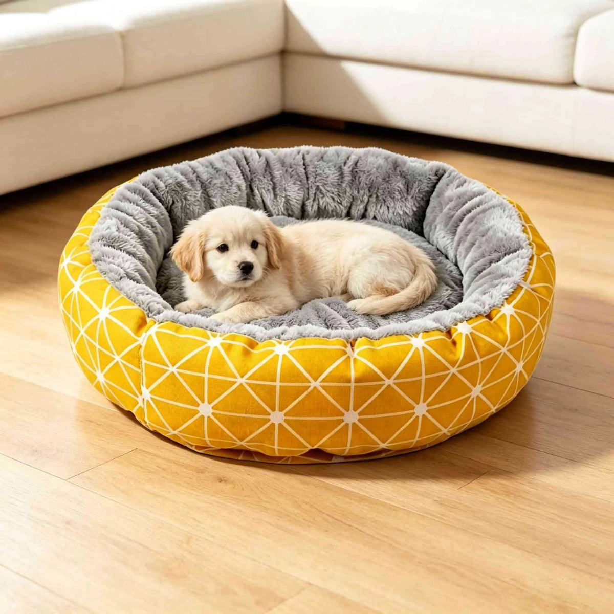 Round Coral Fleece Cat & Dog Nest Mat | Warm & Cooling | 3 Sizes | Yellow, Green, Gray