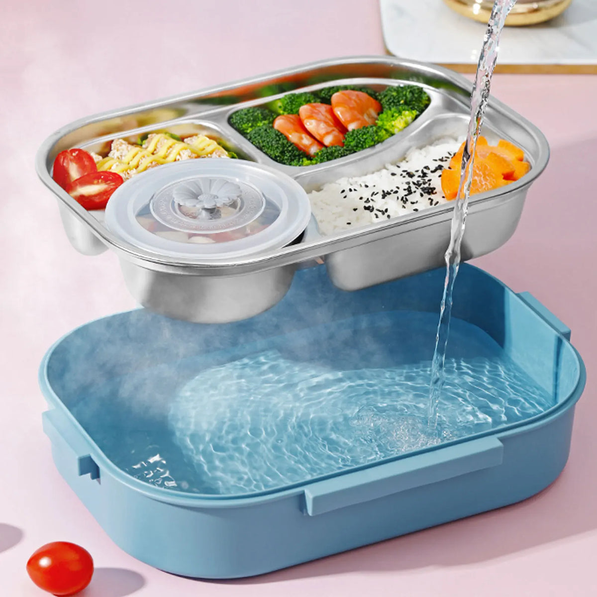 4-Grid Stainless Steel Bento Lunch Box | Soup Bowl | Thermal Insulation | 1500ml | 3 Colours