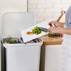 38L Double Compartment Trash Can with 4 Casters – 2-Tier Waste Bin