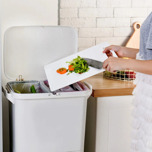 38L Double Compartment Trash Can with 4 Casters – 2-Tier Waste Bin