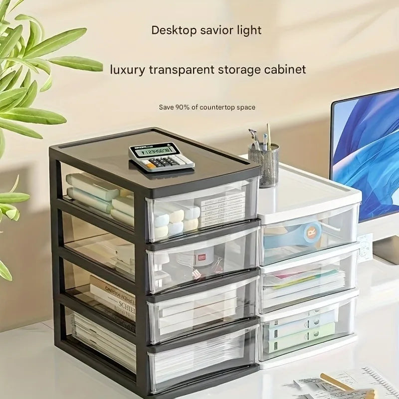 Transparent Drawer Organiser – Desktop Storage Box for Cosmetics, Stationery & Office