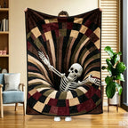 Skeleton Vortex Halloween Throw Blanket for Sofa & Bed Decor