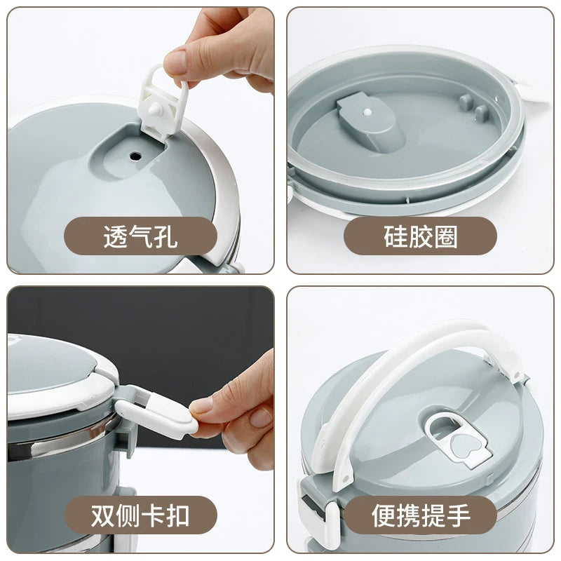 Multi-Layer Insulated Stainless Steel Lunch Bucket – Leakproof Bento Box with Lock Clasps, 2, 3 or 4 Layers