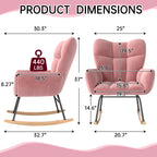 High Back Nursery Rocking Chair | Metal Frame | Sherpa Cover | Anti-Tip | 10-Min Assembly | 4 Colours