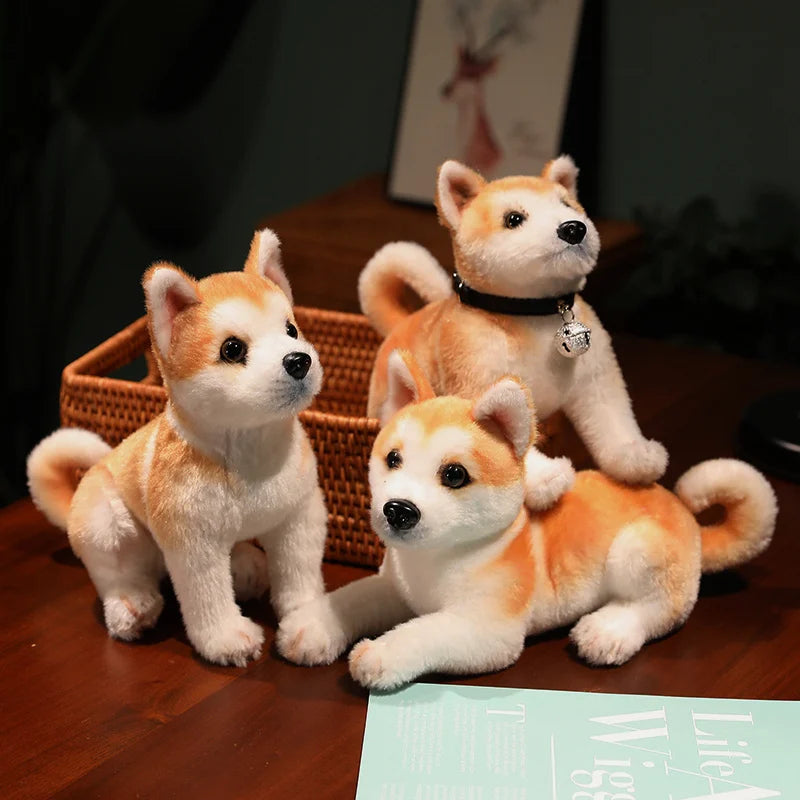 Lifelike Shiba Inu Plush Stuffed Toy | 6 Styles | Simulation Coat | Multiple Poses | Some with Collar & Bell | 25–30cm
